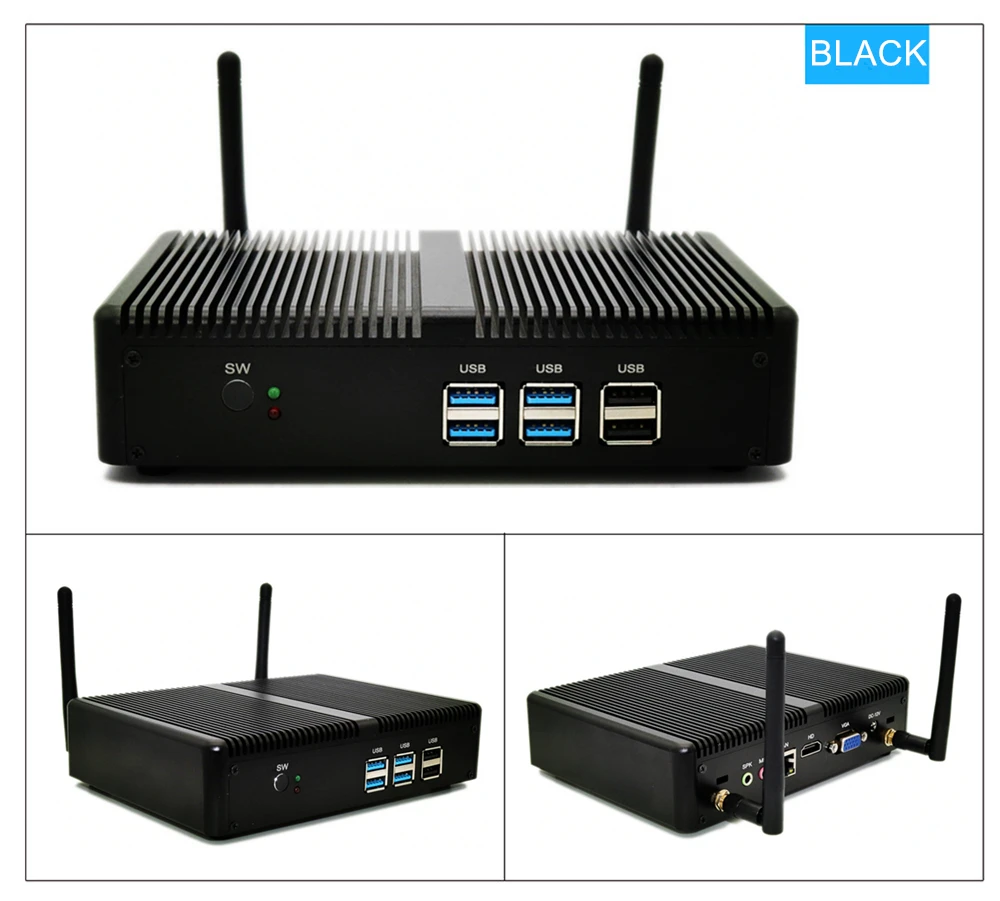 Eglobal Goedkope Fanless Mini PC Windows 10 Pro Intel i5 7200U i3 7167U DDR4/DDR3 Barebone Computercomponenten 4K HTPC WiFi HDMI VGA