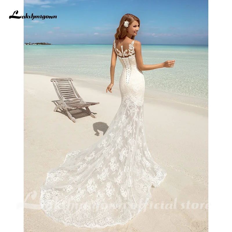 Weiß Hochzeit Kleid Spitze Appliques Blume robe de mariee Elegante Braut Kleid Spitze Hochzeit Kleider Schöne Meerjungfrau Brautkleid