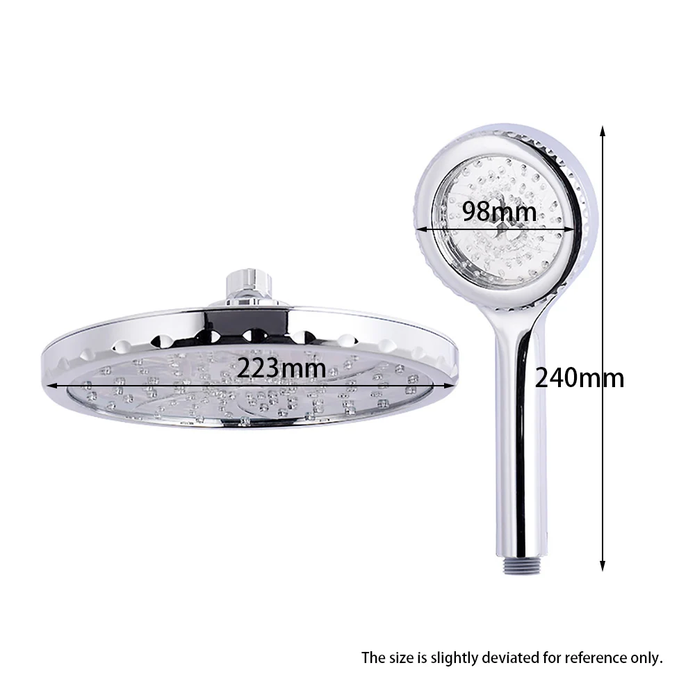Abs Plastic Ronde Chrome Transparante Panel Regendouche Combo Badkamer Douchekop Set Met Enkele Functie Handdouche