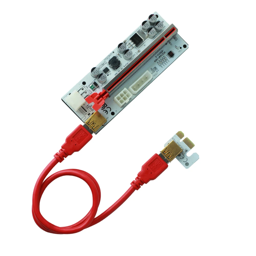 6 шт. кабель расширения Ubit PCI-E VER010-X LED PCI Express, адаптер USB3.0 6pin Sata Power 1x до 16x светодиодный удлинительная карта для майнинга Ethernet
