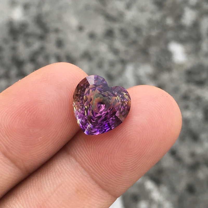 CSJ Ametrine أحجار كريمة مفكوكة كريستال كوارتز قلب 12 مللي متر مقعر Birdnest قطع DIY بها بنفسك غرامة مجوهرات 925 الفضة خاتم الذهب تصاعد