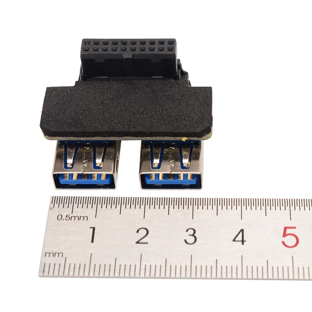 Adaptador de placa base de escritorio de 20 pines A USB 3,0 Dual, de 19 pines conector hembra/20P A 2 puertos USB 3,0 A lector de tarjetas