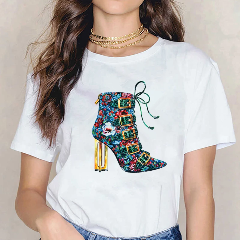 

Dance shoes printed women t shirt casual oversize loose casual fashion street style Short sleeve female t-shirts