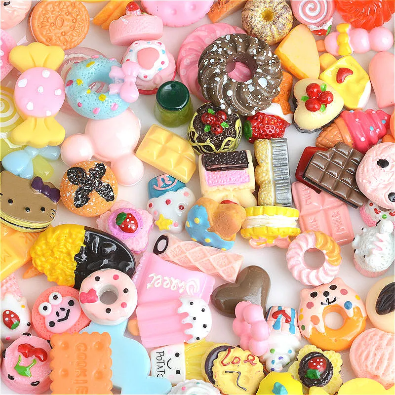 30Pcs Cartoon Mixed Pattern Flat Back Resin Embellishments DIY Craft Supplies Hair Accessories Phone Shell Patch Arts Materials