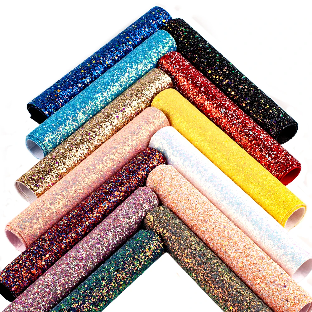 30*136cm Sparkly Shiny Synthetic Vinyl Glitter Rolls Chunky Faux Leather DIY Handmade Bags Bows