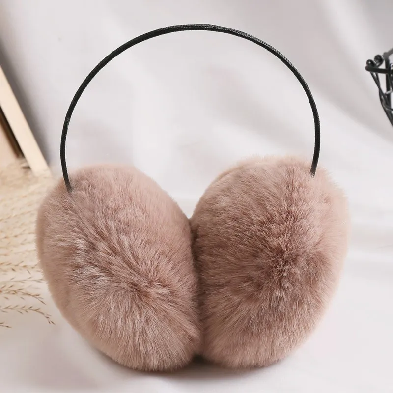 Comfortable Solid Winter Unisex Ladies Faux Fur Earmuffs Women Cute Soft Warm Skiing Fur Headphones Warmer Casque Accessories