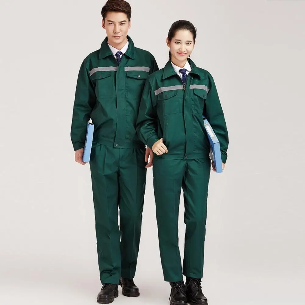 Woman Men Work Coverall Working Uniform Spring Autumn Reflective Safety Welding Suit Car Workshop Mechanic Plus Size Clothes Set