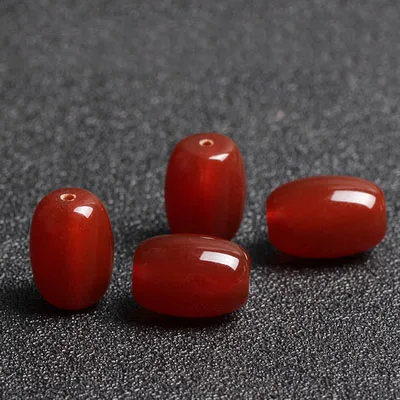 4A Natural Red Agate Barrel Quartz Crystal Single Bead DIY Jewelry Making