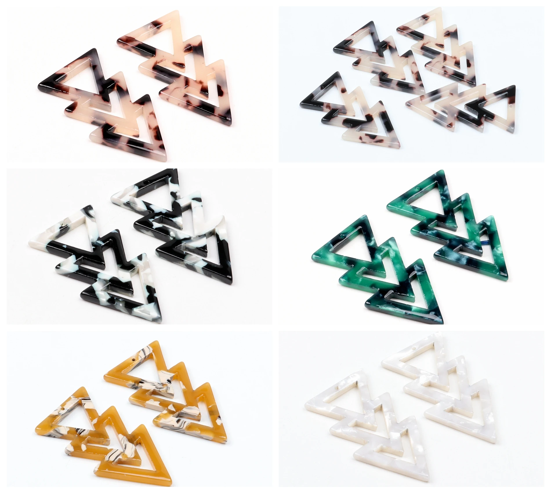 Tortoise Shell Earring Charms,Acetate Acrylic Triple Triangle Shaped Pendant,Earrings Part,Big Earring Findings,39x20.5mm,ACE245