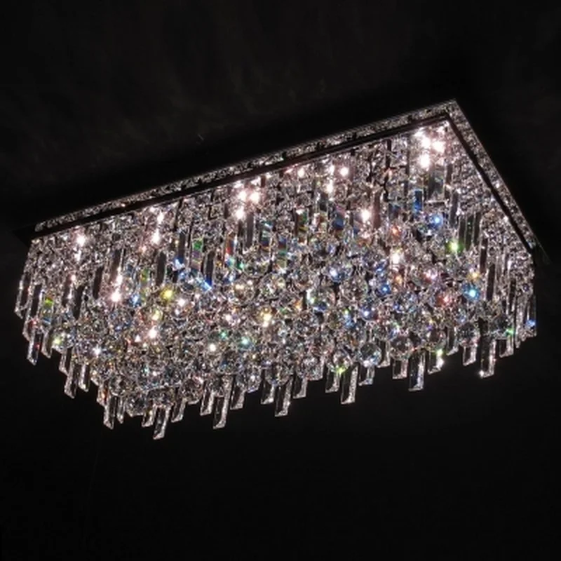 

Rectangle K9 Crystal Chandelier Ceiling Living Room Dining Room Modern Brief K9 Crystal Lights Lustre Hotel LED Chandelier