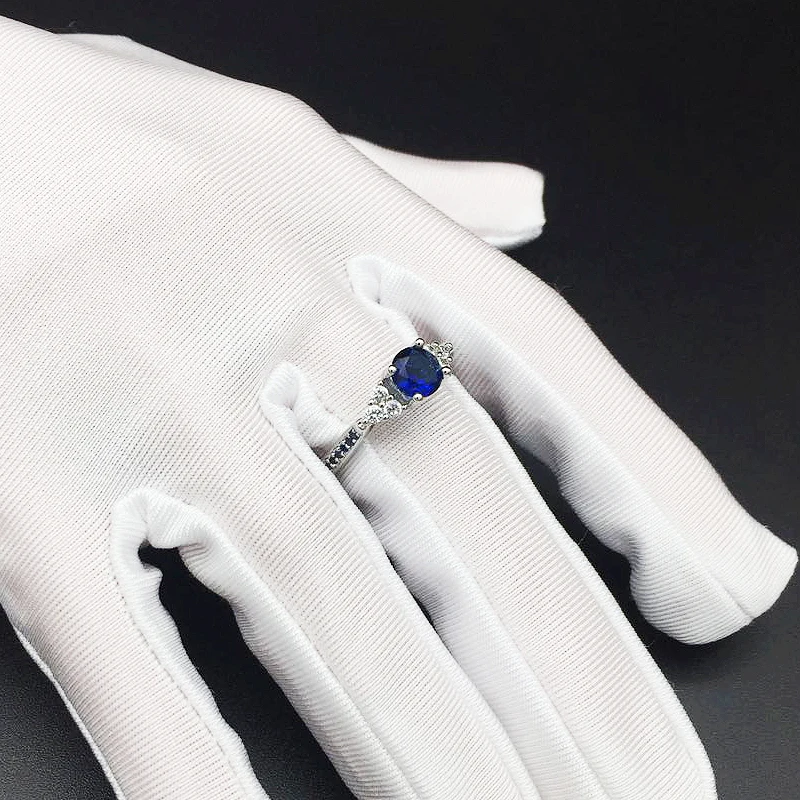 HuiSept Elegant Silver 925 Ring Round Shape Sapphire Zircon Gemstones Jewelry Female Rings Wedding Promise Party Gift Wholesale
