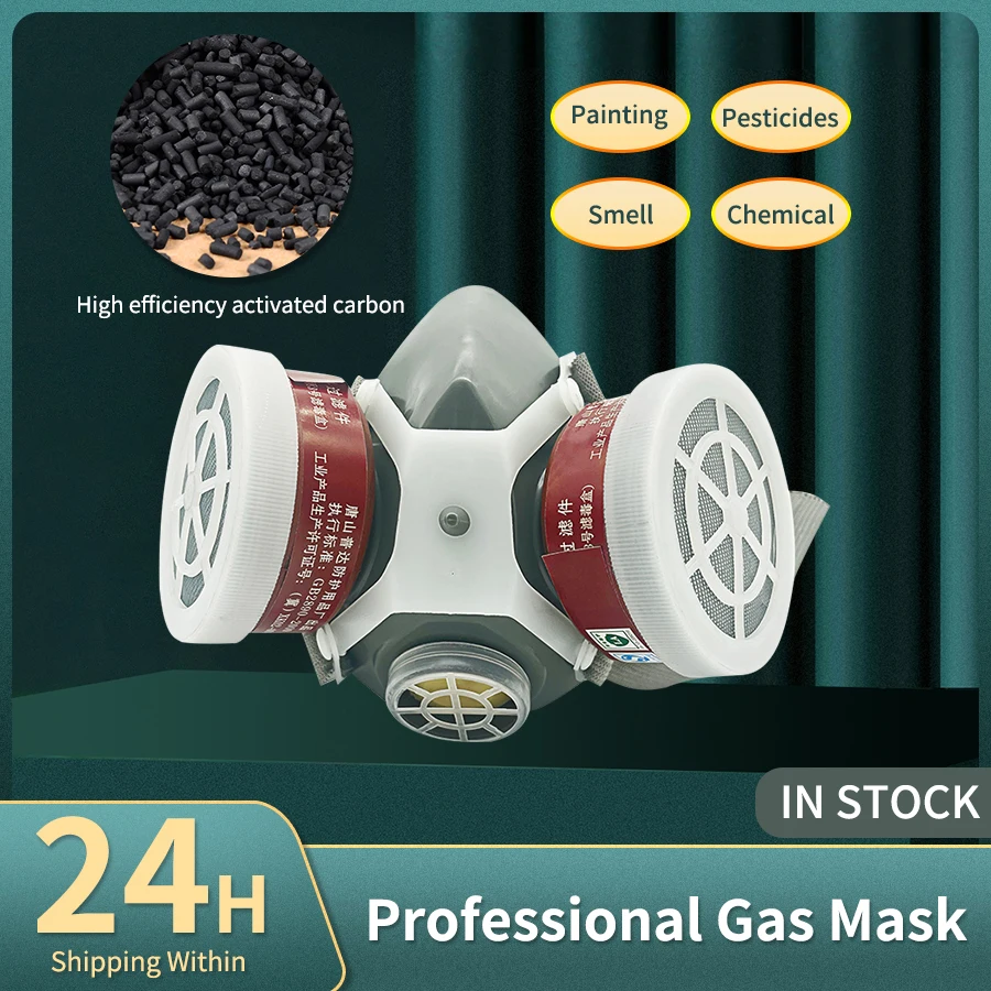 

Respirator Gas Mask Half Face Safety Chemical Anti-Dust Filters Organic Vapor PM2.5 Breathing Protect Workplace Face