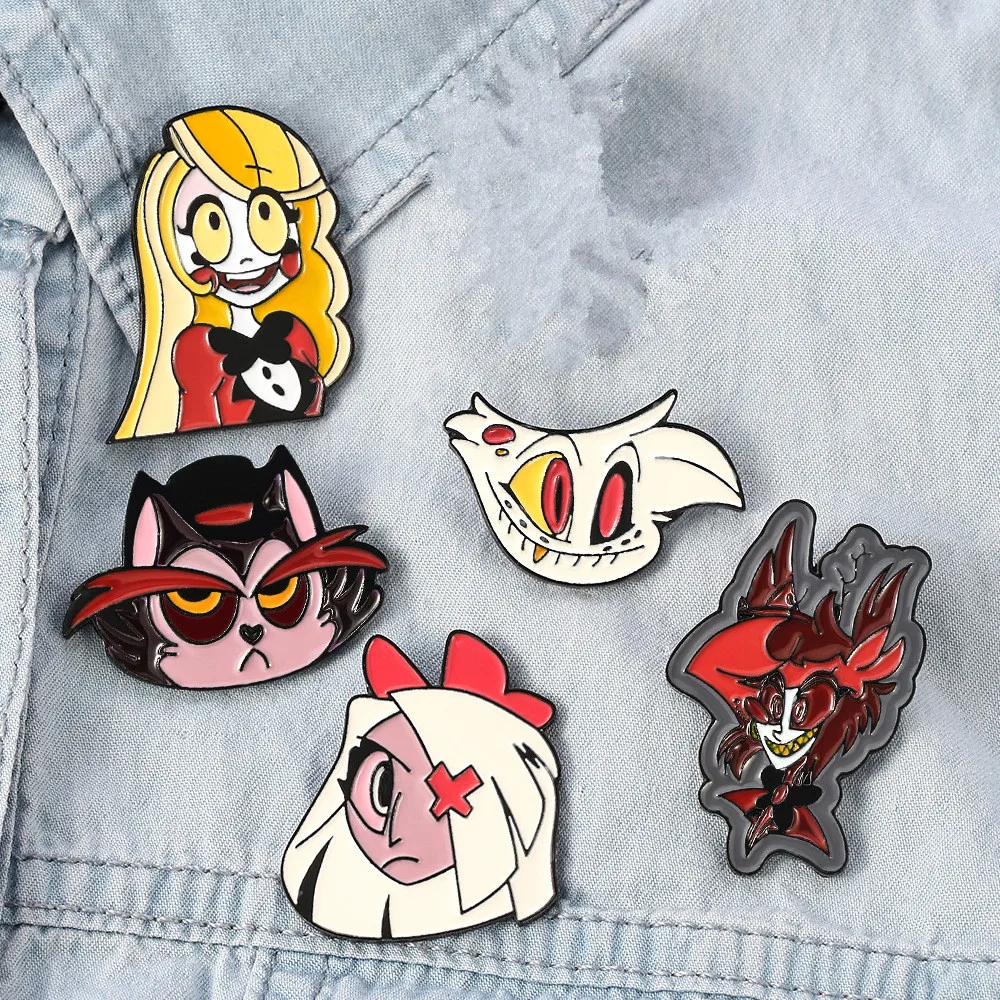 Hazbin Cosplay Hotel Cartoon Costume Props Metal Badge Pin Alloy Brooch Accessories