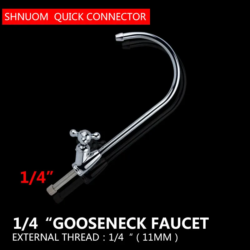 Gooseneck Water Purifier Faucet Reverse Osmosis Drinking Water Filter Faucet Chrome Plating 1/4\