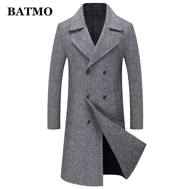 BATMO 2023 new arrival autumn&winter high quality 80% alpaca Double Breasted casual long trench coat men,men's long jackets 8080