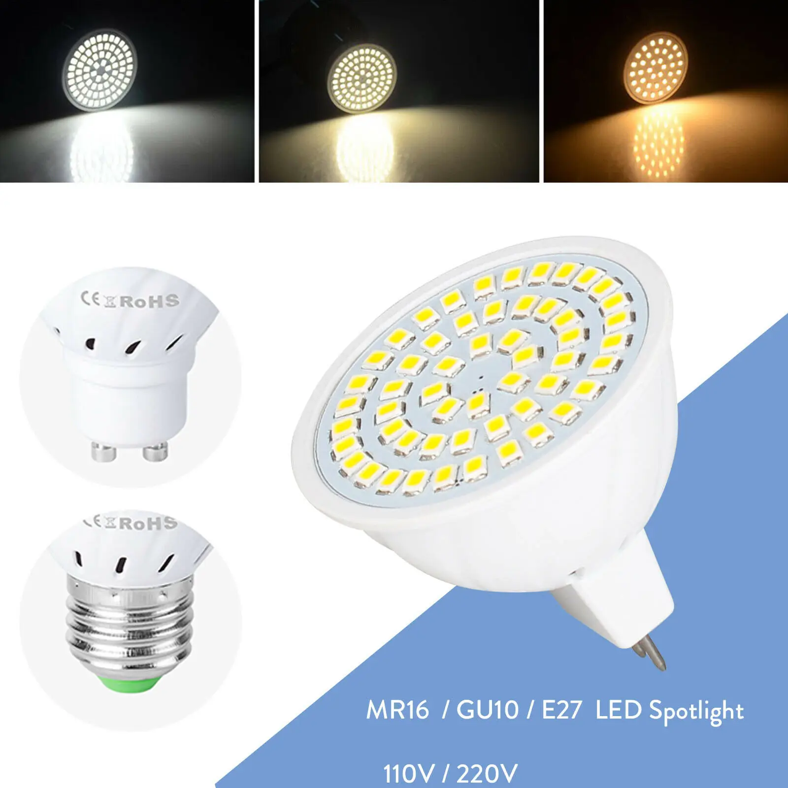 

GU10 MR16 E27 Светодиодный точечный светильник лампы винт база 2835 SMD DC 12V 24V AC 110V 220V яркий белый светодиодный светильник, дома, отеля, точечный светильник с 3 Вт 5 Вт 7 Вт