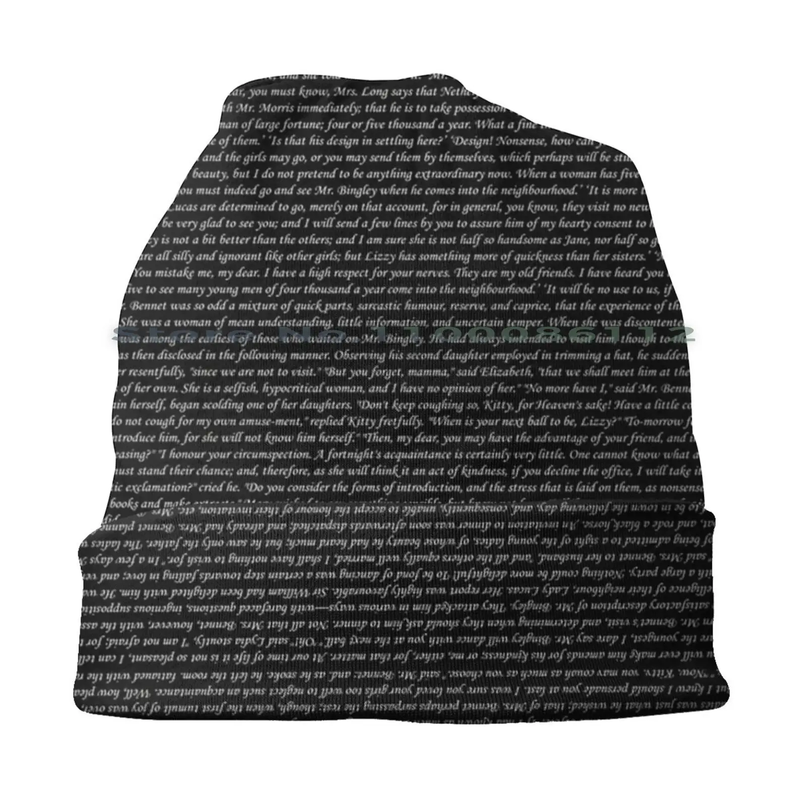 Pride And Prejudice Text Beanies Knit Hat Pride And Prejudice Jane Austen Literature Reading Books Brimless Knitted Hat