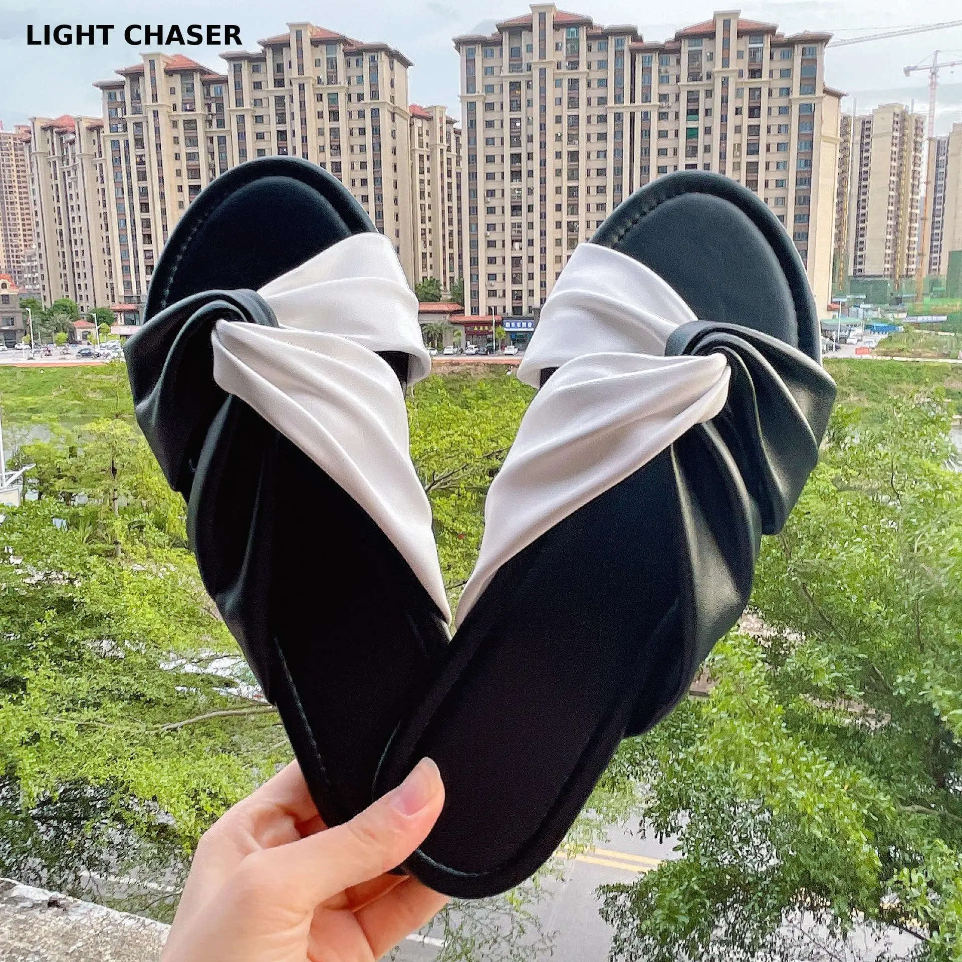 Summer Women's Slippers New Beach Slippers Flat Large Size Women's Sandals Stitching Cross Sandals And Slippers Women Slippers