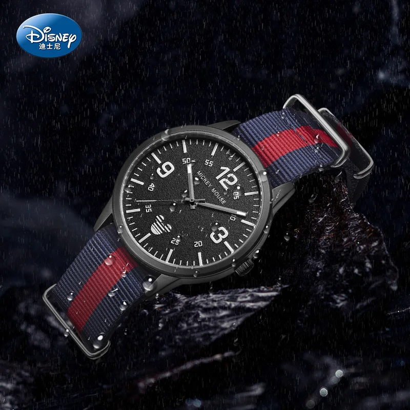 Disney – montre de Sport pour garçons, marque de luxe, à Quartz, décontractée, mince, bracelet en Nylon, étanche