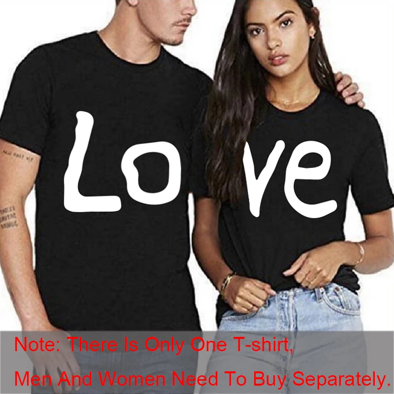 Camiseta de manga corta de algodón para pareja, ropa con estampado de amor para pareja, camiseta informal de Navidad, Top holgado de marca