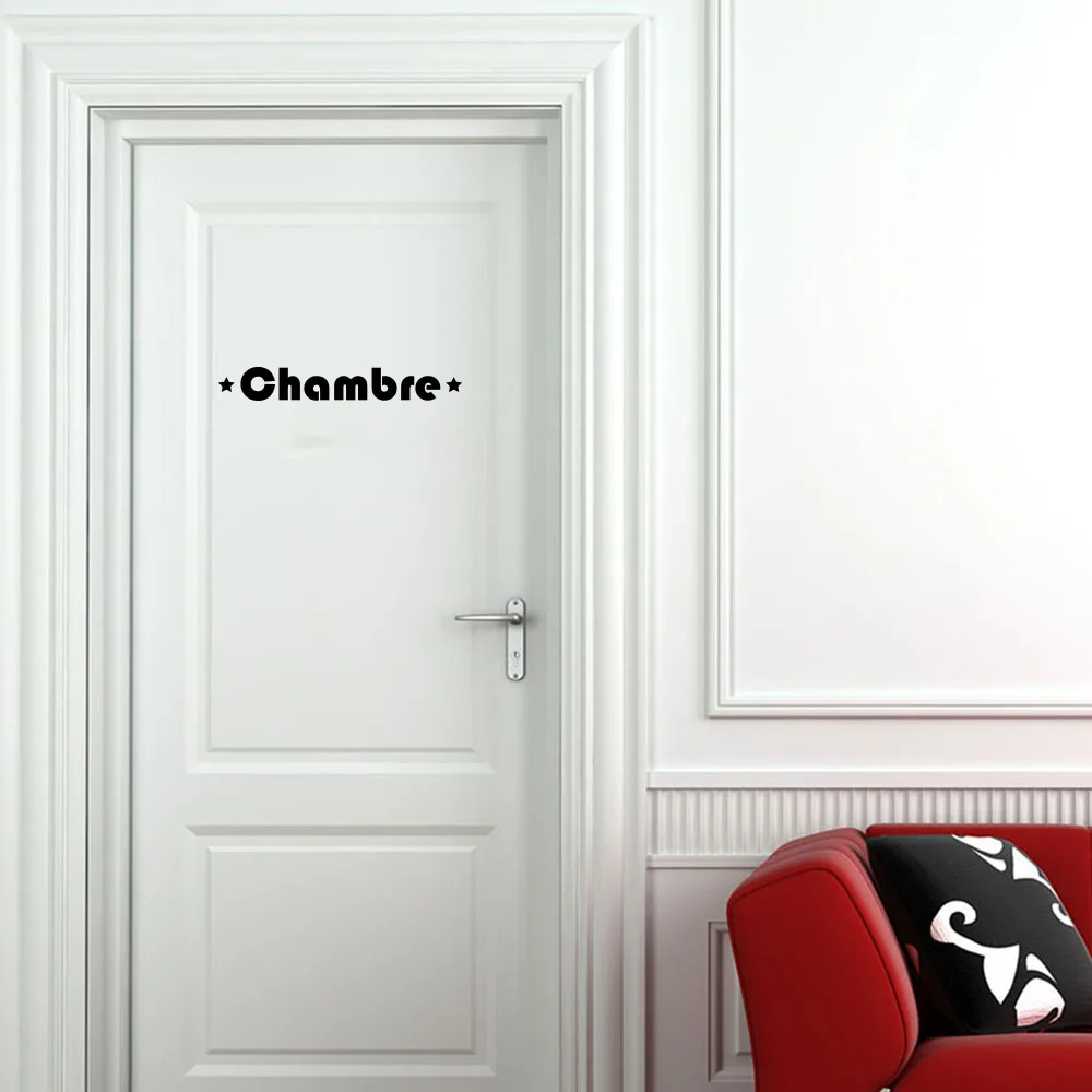 French Chambre Star Bedroom Lettering Door Sticker Vinyl Home Decor Safety of The House  In French Starry