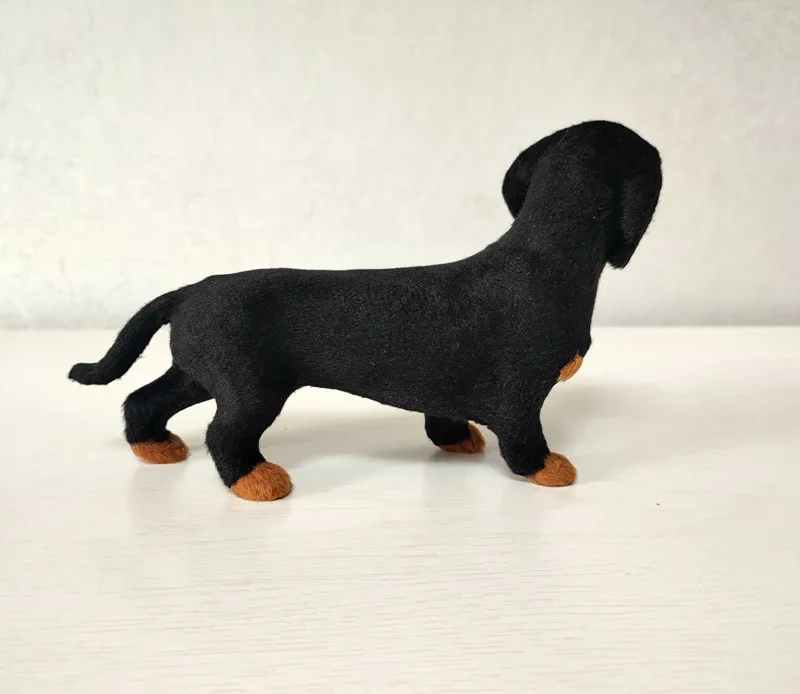 Muñeco de peluche de perro salchicha realista, juguete de simulación, modelo pequeño, decoración, perro famoso