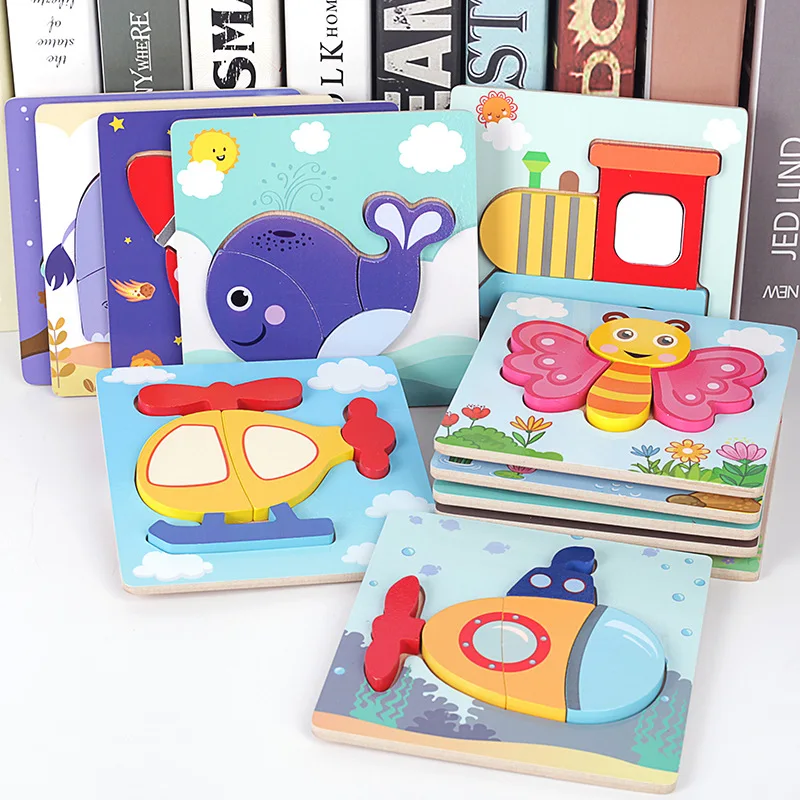 

Hand-grasping Three-dimensional Jigsaw Cartoon Animal Traffic Jigsaw Puzzle Child Intelligence-improving Wooden Toys