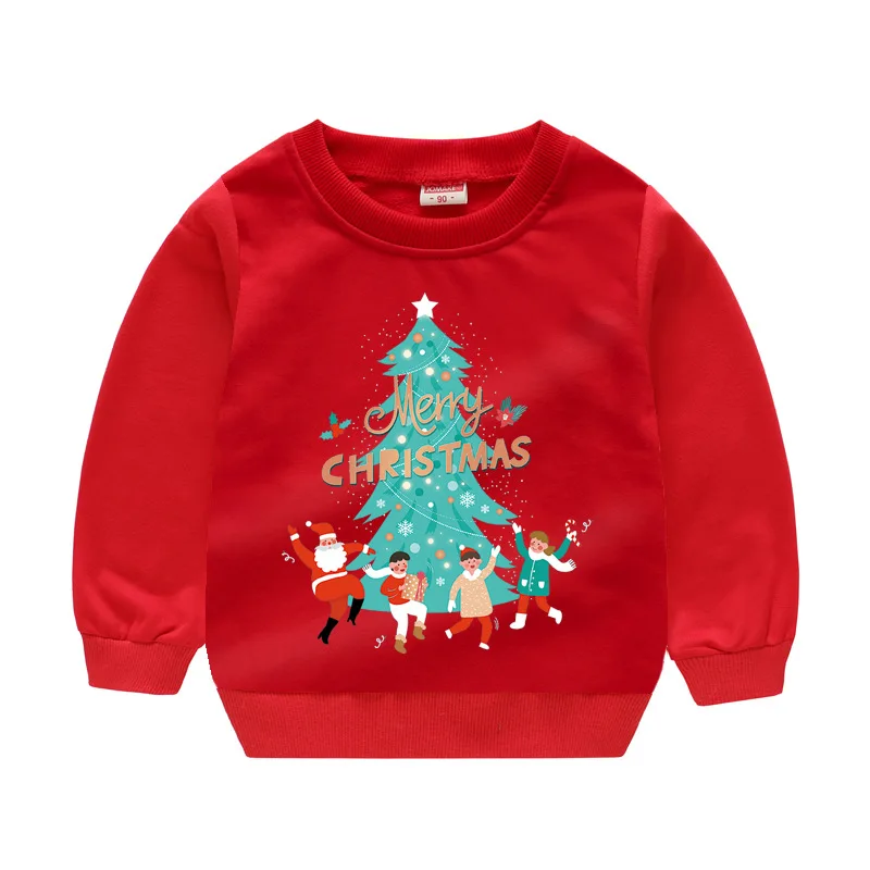 Merry Christmas Baby Girls Sweatshirt Tree Sweater for boys Pullover Holiday Tops X\'mas Clothes Cotton Outfit Tee Shirts 1-6Year