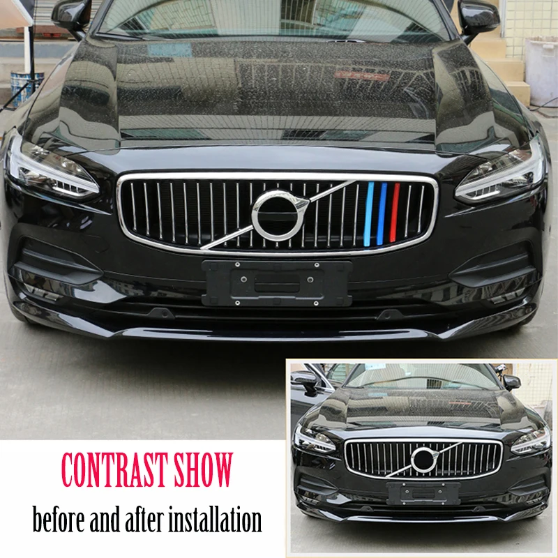 Auto Front Grille Trim Stripe For Volvo XC40 XC60 2018 2019 2020 Bumper Stripes Decoration Cover Accessories