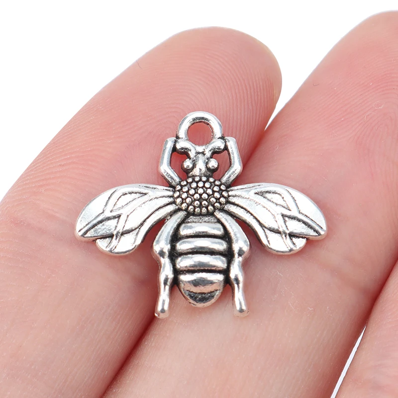 ZXZ 20pcs Tibetan Silver Bumble Bee Honeybee Charms Pendants Beads for Bracelet Necklace Jewelry Making Findings 22x19mm