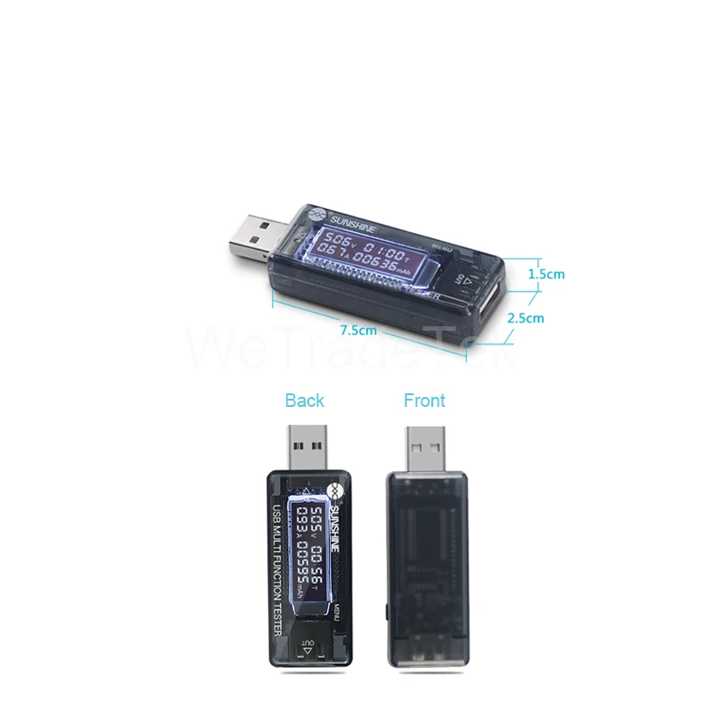 Detector de carga USB, probador de corriente y voltaje, fuente de alimentación del teléfono, amperímetro de voltaje, Detector de capacidad de la batería