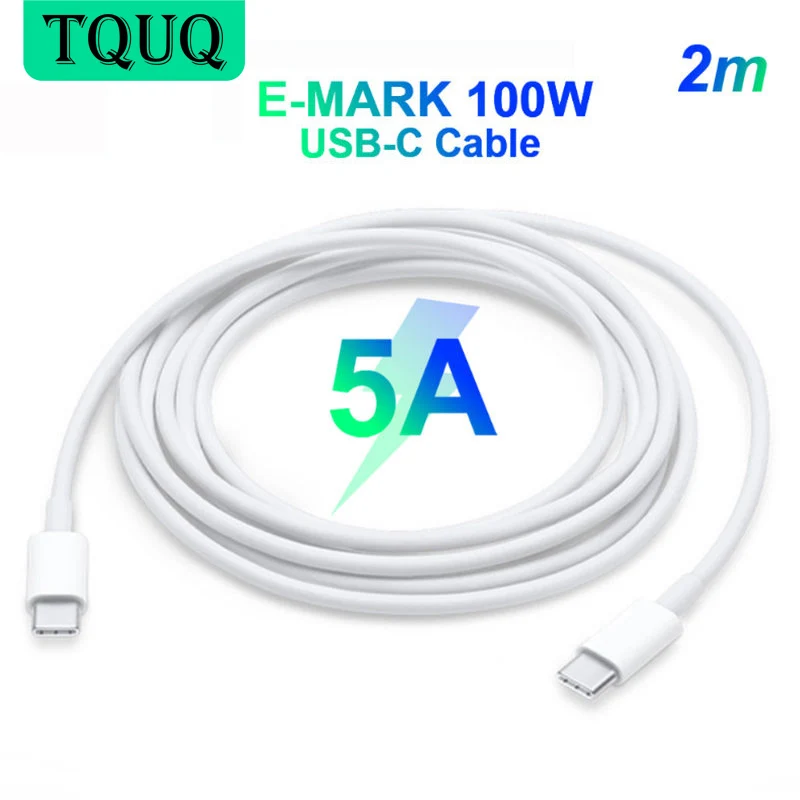 TQUQ USB-C Cable 2m 5A E-MARK PD100W for PD 25W 45W 65W 87W 96W for S10 S20 Note10/20 PPS 45W Power Adapter Type-c Laptops