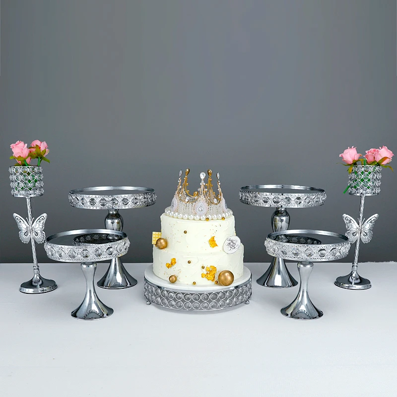 Crystal l Cake tray metal crystal Display for Pastry Wedding Birthday Party table pan