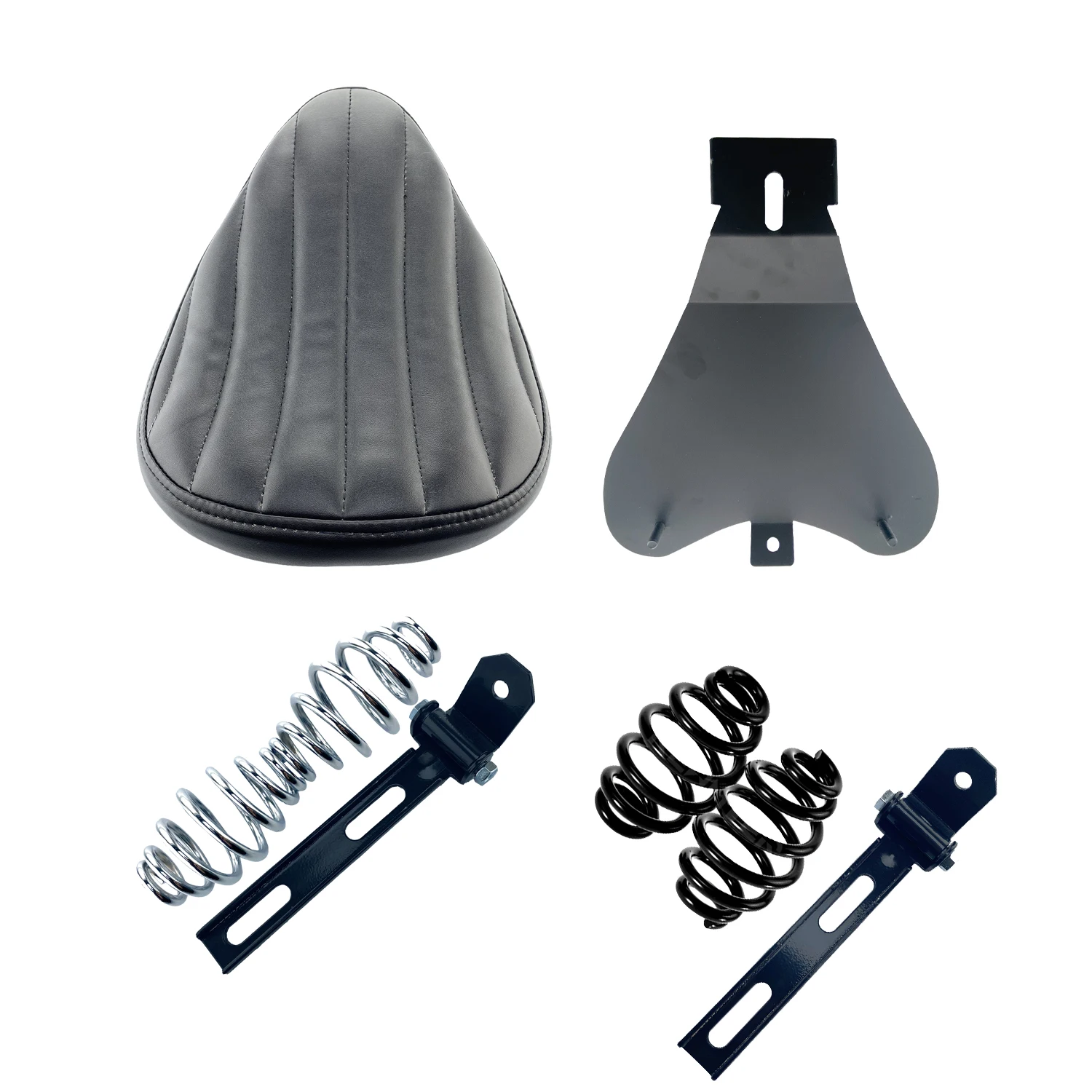 Motorcycle Vertical Bar PU Leather Solo Seat+3