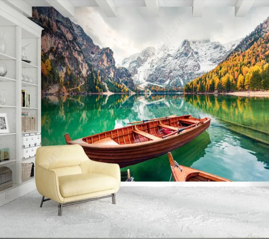 

Papel de parede Italian Alps Lake Landscape 3D wallpaper mural,living room bedroom wall papers home decor