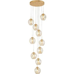 Modern Minimalist Magic Bean Chandelier Clear/Amber/Smoke Grey Glass Lampshade Golden Iron Multi-E27 Bulb