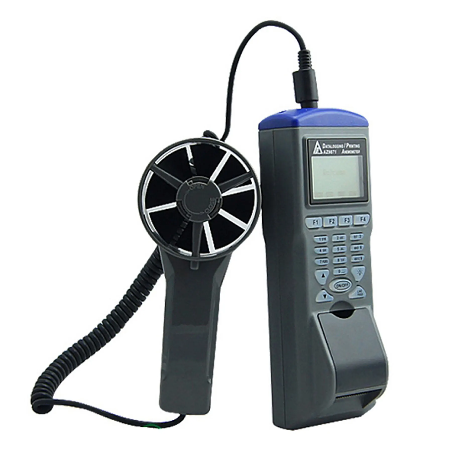 AZ9871 Anemometer Air Flow Data logger With thermal Printer features Measure the Air velocity RH% Temperature Dew Point Wet Bulb