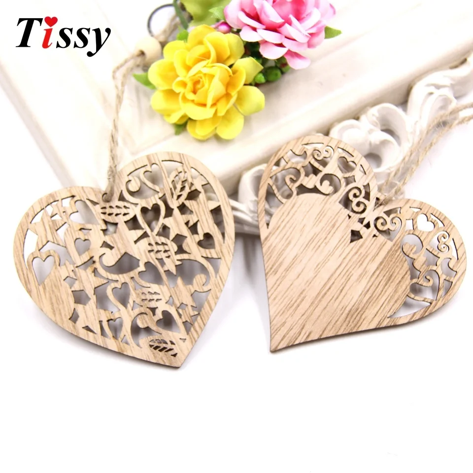 12PCS/Lot DIY Hollow Heart Wooden Pendants Ornaments Party Gifts Home Decor Wedding/Christmas Party Decorations Kids Gift