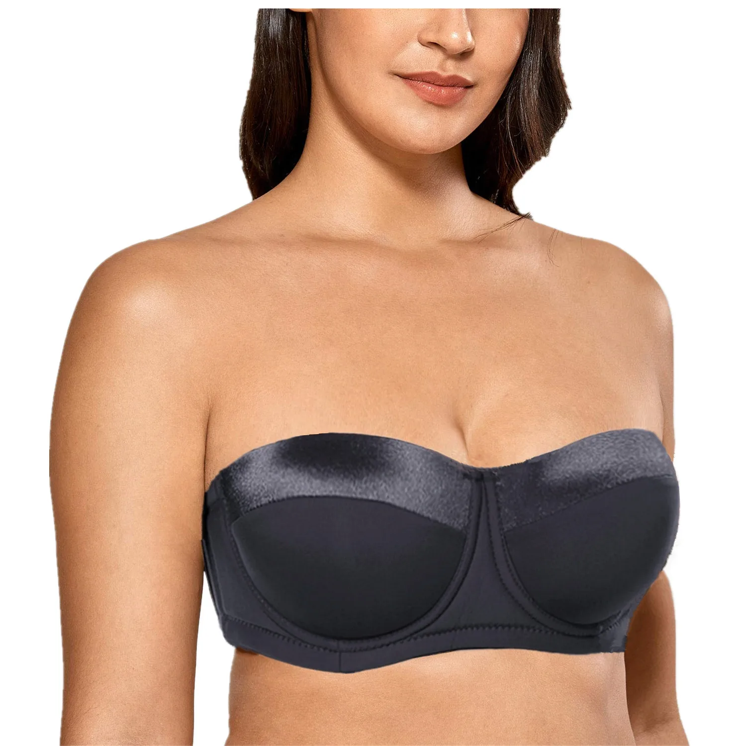 Women Everyday Bra Big Size Strapless Bra Half Cup Multiway Bra with Straps 4KY044