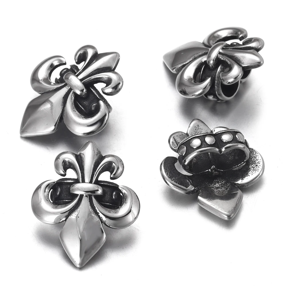 Stainless Steel Slide Beads Double Hole Fit 5mm Leather Rope Bracelet Jewelry Making Accessories DIY Charm Slider Findings