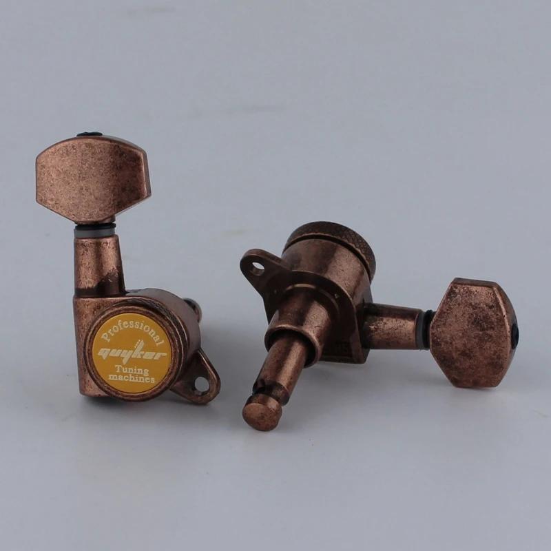 Guyker Guitar Locking Tuners-1:18 Lock String Tuning Key Pegs Machine Head Replacement for ST TL SG LP- Antique Bronze