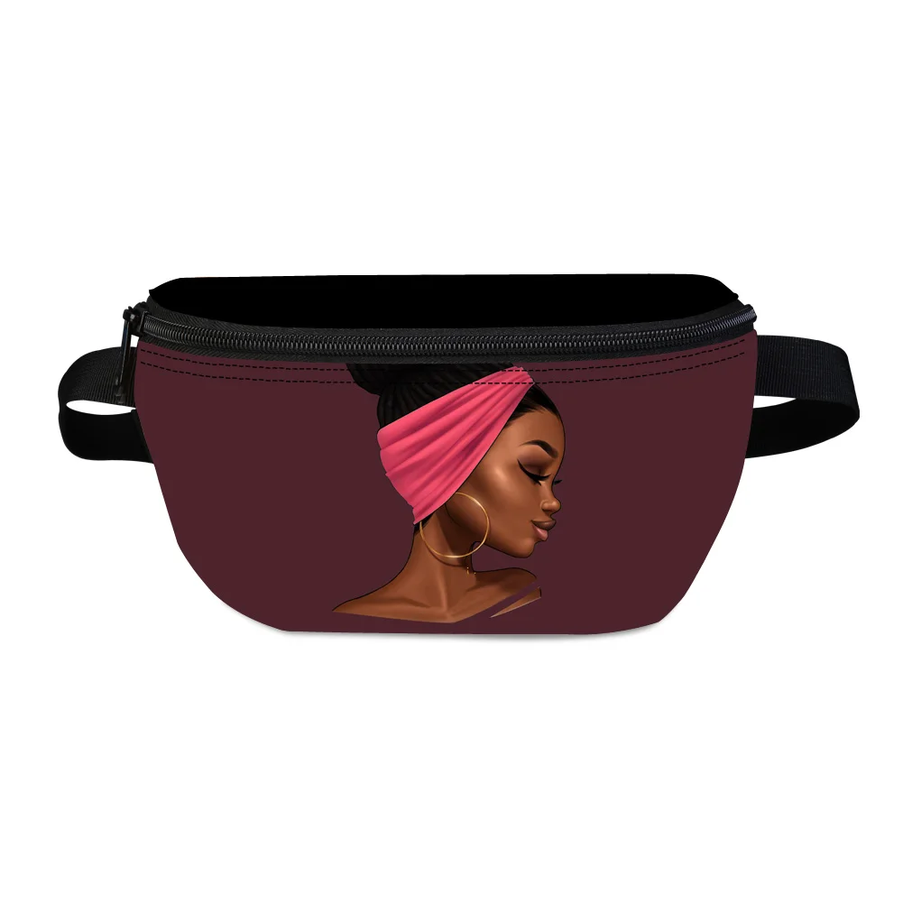 African Girl Thick Women's Sport Belt Bag Single Shoulder Fanny Pack Fashion Travel Phone Pouch Money Purse for Running
