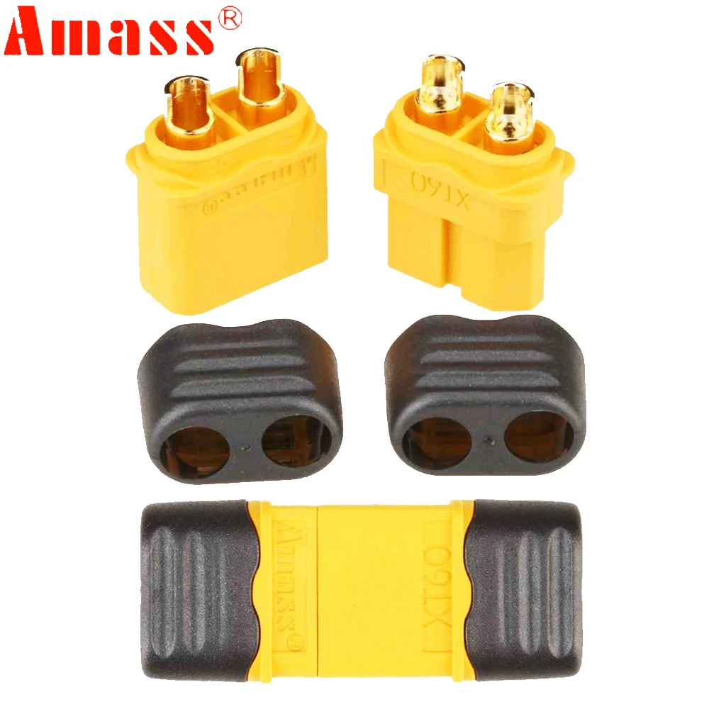 5pair/lot AMASS XT60+ XT60H XT 60 Plug Connectors 60A-100A 0.8mΩ With Sheath Housing For RC Lipo Battery Motor ESC Model Toy