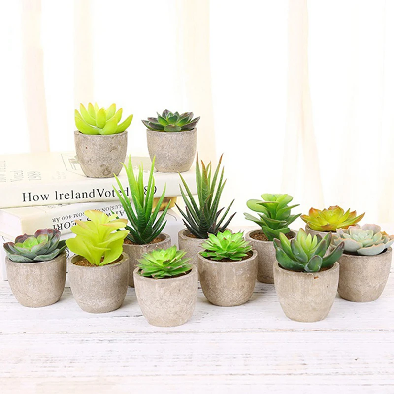 Mini Artificial Succulent Plastic Artificial Bonsai Plants Fake Decorative Ball Plants Simulation Mini Plants for Home Decor