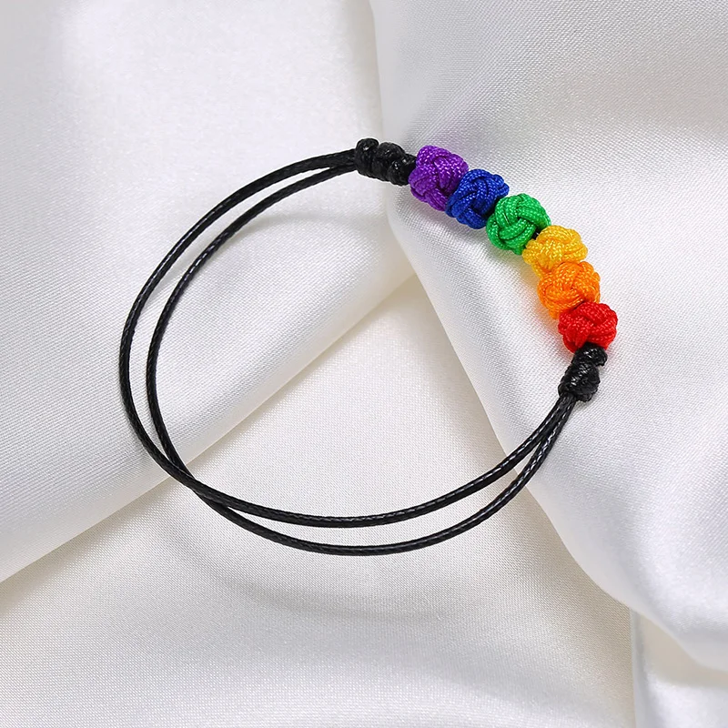 سوار حبلي مثير للشواذ LGBT مزود بعقدة قوس قزح سوار معصم إكسسوار معصم قابل للتعديل هدية للجنسين للرجال والنساء #6