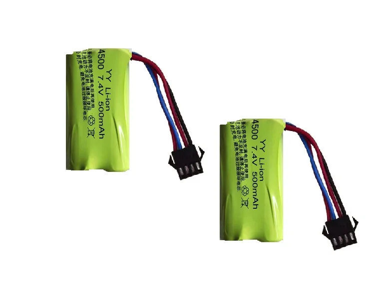 7.4V 500mAh 14500 akumulator litowo-jonowy SM-4P na zabawki elektryczne pistolet pociskowy na wodę zabawki akcesoria 7.4V akumulator do pojazdów RC