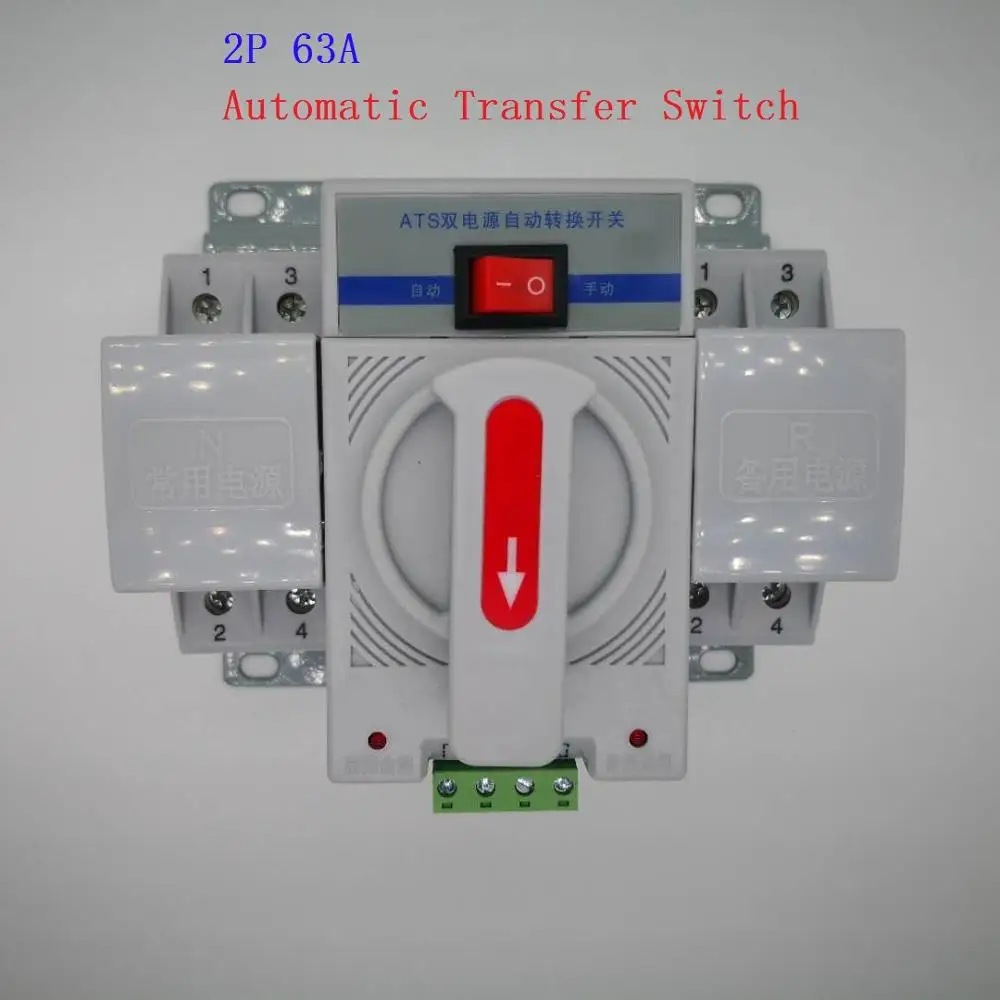 

2P 63A 230V MCB type White Color Dual Power Automatic transfer switch ATS Rated frequency 50/60Hz Rated voltage 220V /380V