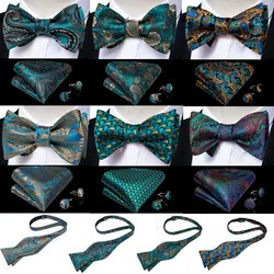 Brand New Men's Bow Tie Teal Green Blue Paisley Floral Bow Tie Wedding Party Butterfly Bowknot Men Tie Accessories