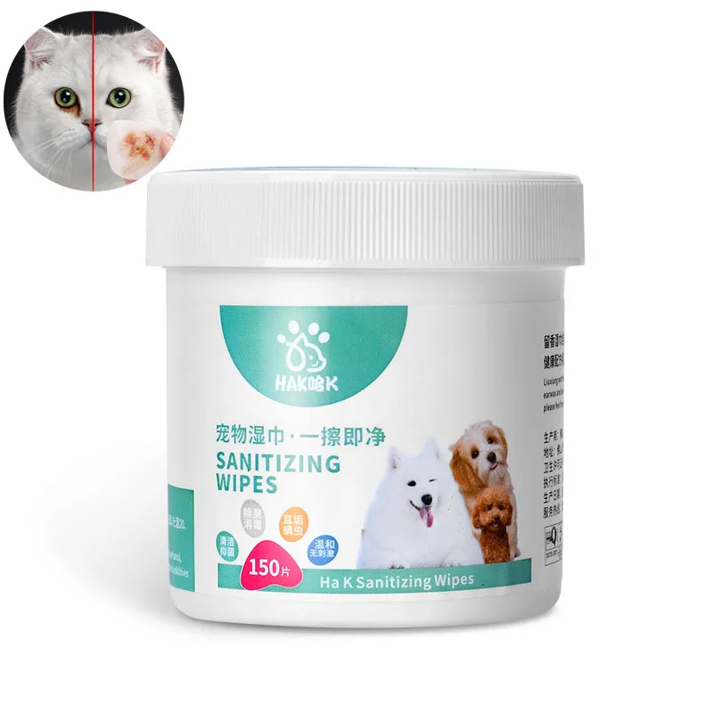 150Pcs Portable Pet Wipes Grooming Eyes Tear Stain Remover Clean Wet Paper Cat Dog Eye Wet Wipes Hygienic Grooming Pet Wipes