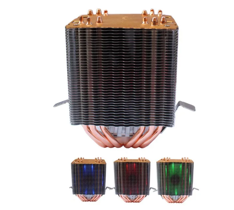 

Lanshuo 6 Heat Pipe 3 Wire with Light Single Fan Cpu Fan Radiator Cooler Heat Sink For Intel Lga 1155/1156/1366 Cooler Heat